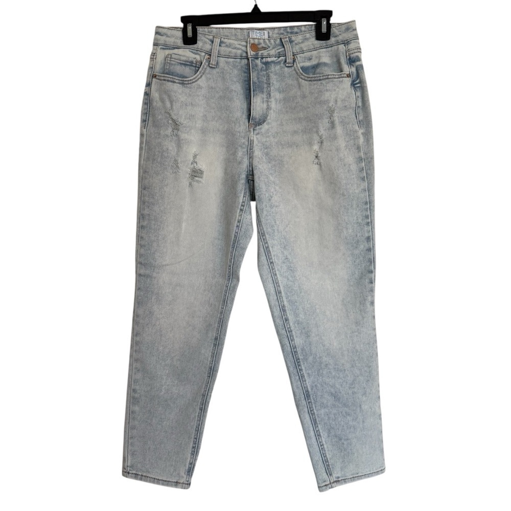 Time and Tru Faded Light Wash Ankle Jeans Subtle Distress Size 8